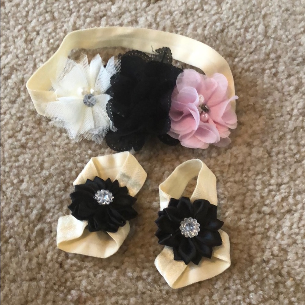 Newborn photography headband and barefoot sandals